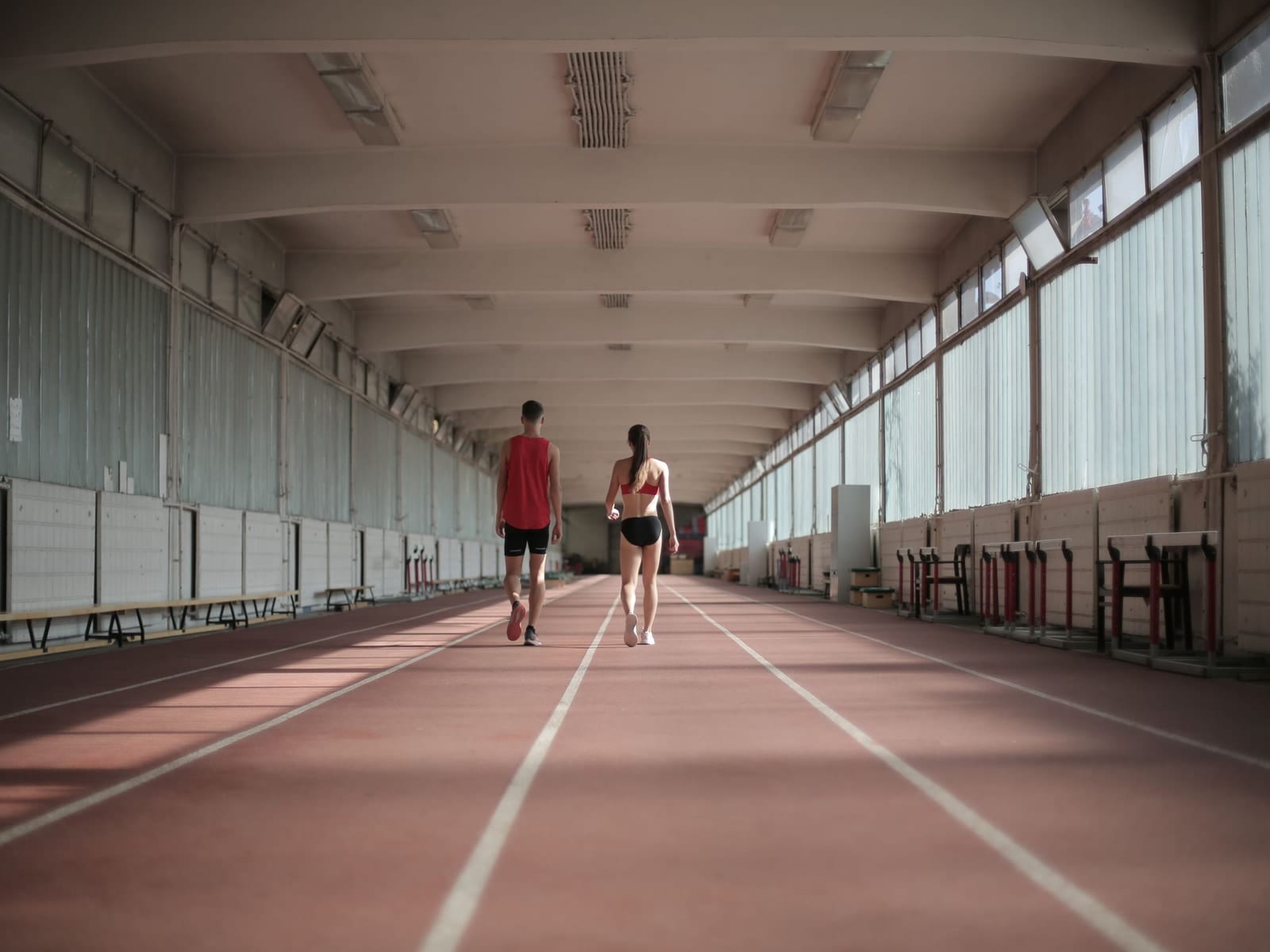 An indoor athletics track